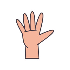 five hand sign language line and fill style icon vector design