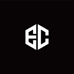Initial E C letter with polygon modern style logo template vector