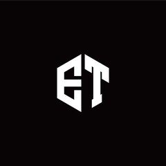 Initial E T letter with polygon modern style logo template vector