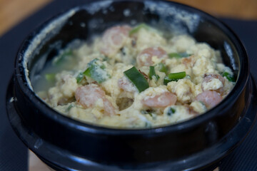 Korean food shrimp steamed egg