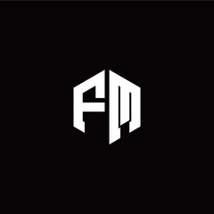 Initial F M letter with polygon modern style logo template vector
