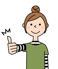 サムズアップする若い女性　ママ 