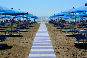 beach chairs and umbrellas