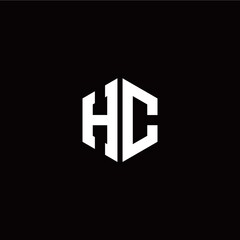 Initial H C letter with polygon modern style logo template vector