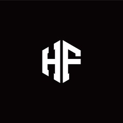 Initial H F letter with polygon modern style logo template vector