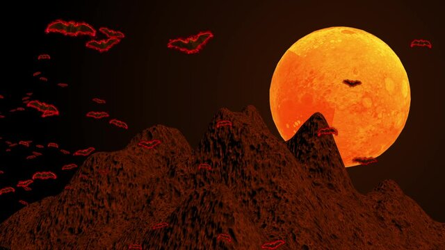 moon pumpkin bat halloween loop animation