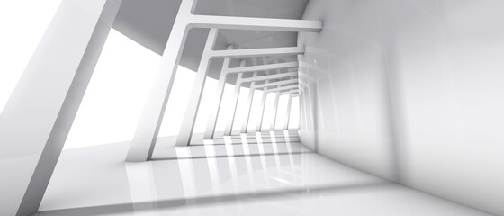 White corridor background created by 3D rendering