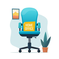 Home office chair. Freelance or studying concept. Flat cartoon. Vector illustration