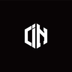 Initial I N letter with polygon modern style logo template vector