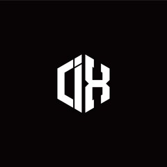 Initial I X letter with polygon modern style logo template vector