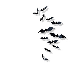 group of black bats on isolated white background