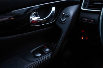 Black Modern car interior details.