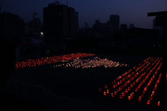 Beirut / Lebanon - September 4th 2020: Exactly A Month After The Port Blast, Protesters And Family Of Victims Gather For A Memorial To All The Victims That Died And A March And Vigil Took Place