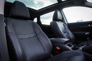 Black Modern car interior details.