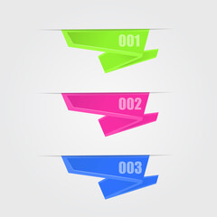 Vector Set of origami paper banners, stickers