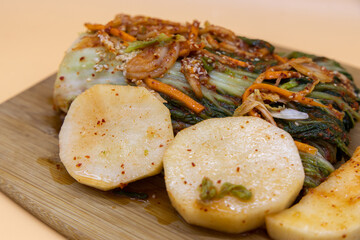 Korean Traditional Food Radish and cabbage kimchi
