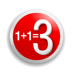 1 plus 1 is 3 sticker for special offer - buy one and get three button in 3D decoration - isolated vector element