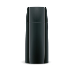 Shampoo or deodorant bottle mock-up template - isolated realistic black container