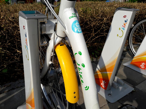 Kaohsiung, Taiwan, July 6, 2021:YouBike Smile Bike (commonly known as YouBike or UBike) Kaohsiung City is expected to build 10,000 columns and 5,000 bicycles. 