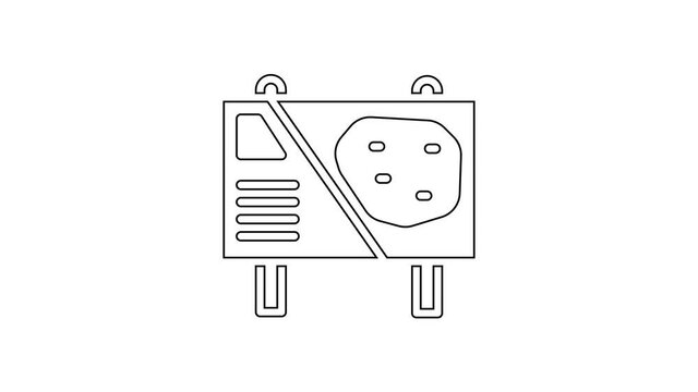 Black line Amusement park billboard icon isolated on white background. Entertainment in vacation. 4K Video motion graphic animation.