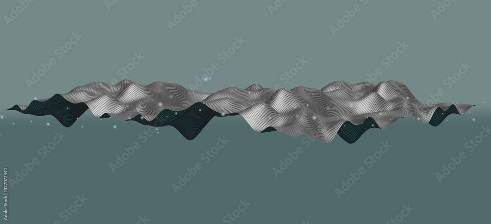 Aufkleber 3d illustration particle wave wave wave point technology background poster design for websites and a