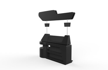 food Trolley Cart on a white background. 3d Rendering