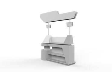 food Trolley Cart on a white background. 3d Rendering