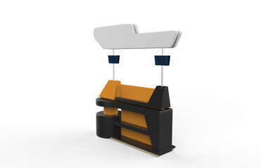 food Trolley Cart on a white background. 3d Rendering
