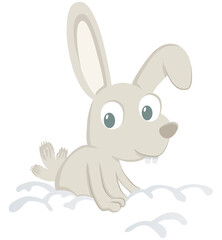 Cute rabbit. Vector illustration of a cute rabbit in the snow