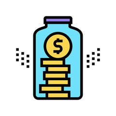 coins in glass bottle color icon vector. coins in glass bottle sign. isolated symbol illustration