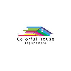 Home logo illustration colorful outline design vector template