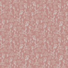 Seamless botanical floral pink pattern with roses