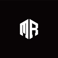 Initial M R letter with polygon modern style logo template vector