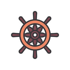 Obraz premium rudder line and fill style icon vector design