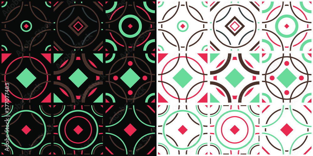 Poster set of geometric seamless pattern.
