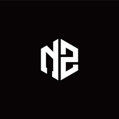 Initial N Z letter with polygon modern style logo template vector