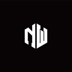 Initial N W letter with polygon modern style logo template vector
