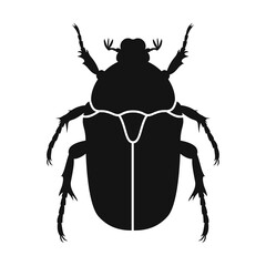 Chafer vector icon. Black silhouette of chafer beetle. Insect icon isolated.
