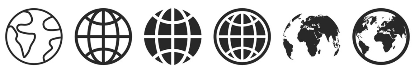 Fototapeta Globe flat icons. Vector symbol of Earth. Planet icon obraz