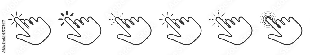 Poster cursor computer mouse icons. vector pointing hand clicks icons