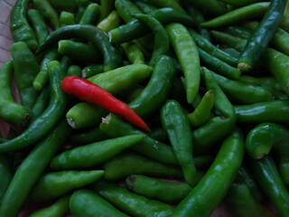 Fresh vegetable green chilli peppers
