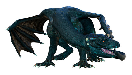 3D Rendering Fairy Tale Dragon on White