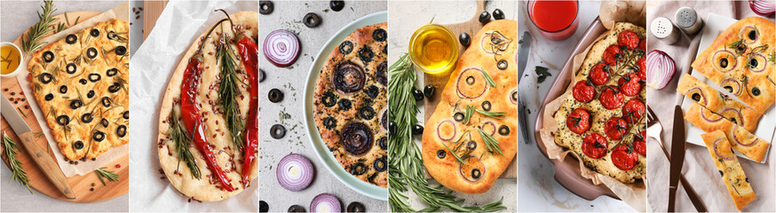 Different kinds of Italian focaccia 