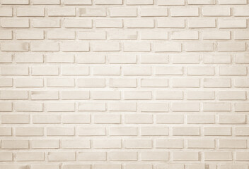Obraz premium Empty Background of wide cream brick wall texture. Old brown brick wall concrete or stone pattern nature, wallpaper limestone abstract floor/Grid uneven interior rock. Home & office design backdrop.
