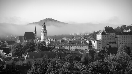 Morning view of the historic town of Cesky Krumlov