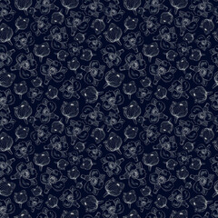 Seamless botanic floral dark blue pattern with limnocharitaceae