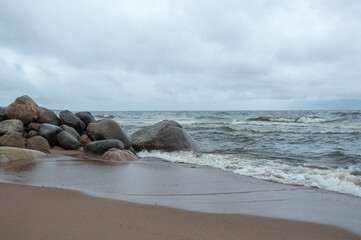 Fototapeta premium sea coast line with big stones