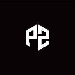 Initial P Z letter with polygon modern style logo template vector
