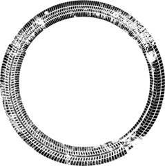 Tire Track Vector Round Border Frame . 