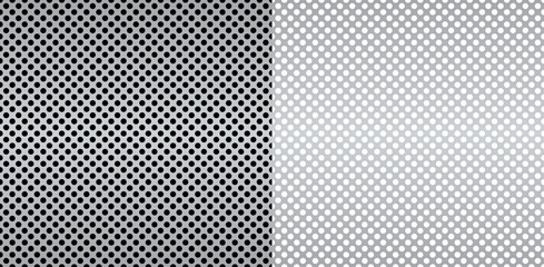 Vector illustration: Two Seamless metal grid patterns on black and white background